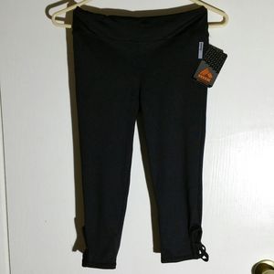 RBX black capri leggings with strappy ankle detail